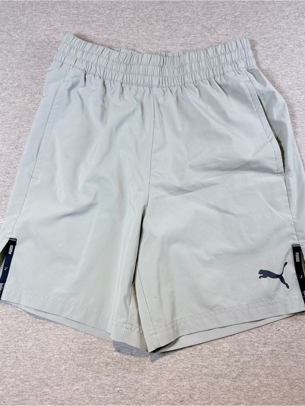 Puma Mens Small Gray Athletic Training Shorts Small Elastic Waist Pockets